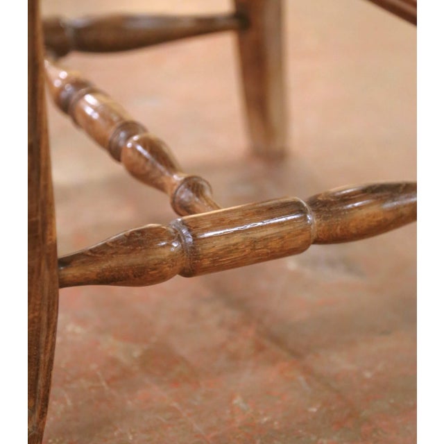 Set of Six French Ladder Back Oak Dining Chairs With Rush Seat From Normandy For Sale - Image 11 of 14