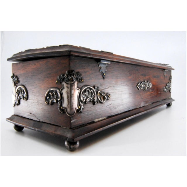 Wooden Glove Box with Silver Applications and My Gloves Engraving For Sale - Image 9 of 10