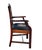 With serpentine crestrail over a pierced ribbon back, drop in seat and straight square legs.