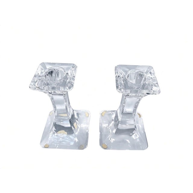 Orrefors Late 20th Century Orrefors Regina Crystal Candle Holders, a Pair For Sale - Image 4 of 10