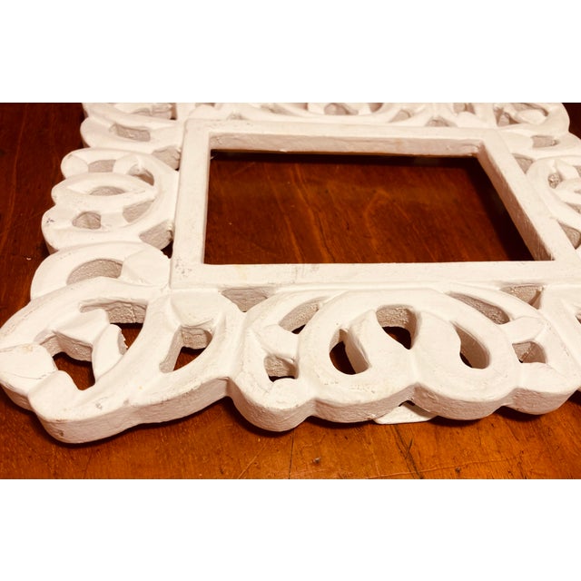 1970s Vintage Pierced Composite Photo Frame Chalk White For Sale - Image 5 of 11