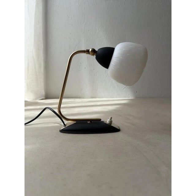 Vintage Brass and Frosted Glass Table Lamp For Sale - Image 5 of 11