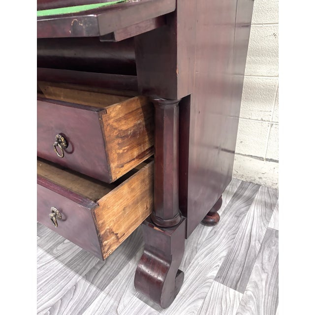 Antique Empire Flame Mahogany Secretary Desk and Bookcase For Sale - Image 11 of 18