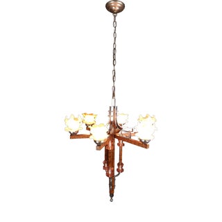 Art Deco Glass Chrome Plated Chandelier For Sale