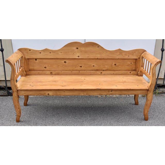 This lovely pine bench has many of the features we love to see in a Central European bench. The top rail is boldly...