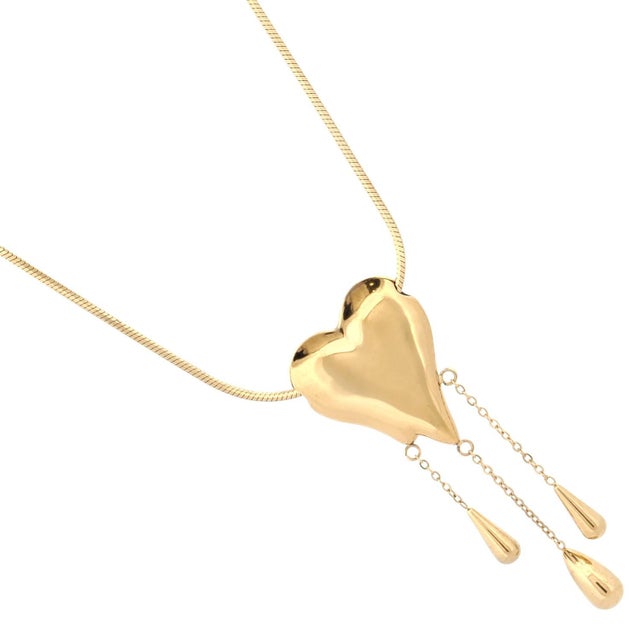 Metal Golden Tears of Love Necklace For Sale - Image 7 of 12
