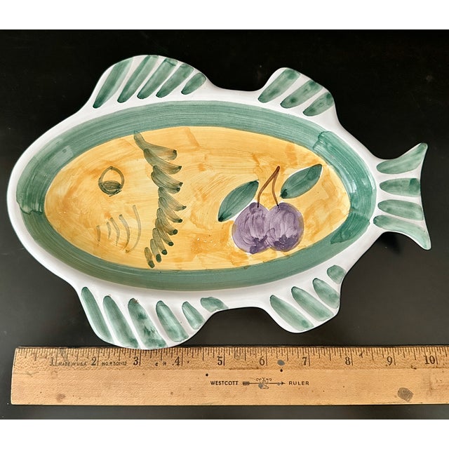 Vintage Frutta by Caleca Hand Painted Fish Plate Dish Signed • Made in Italy For Sale In Palm Springs - Image 6 of 6