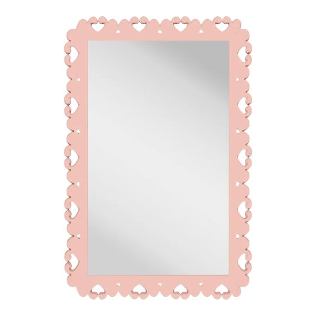Fleur Home Garden District Satsuma Rectangle Mirror in Salmon Berry, 36x48 For Sale