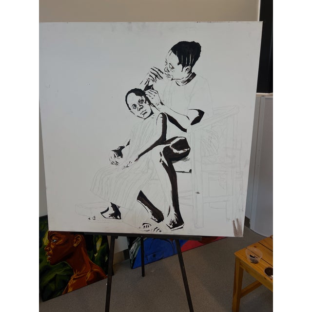 The Grooming , Acrylic Painting on Canvas by Emmanuel Akolo For Sale - Image 10 of 11