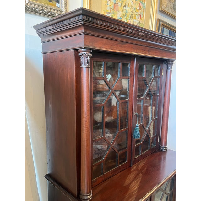 Traditional Late 19th Century Turn of the Century American Empire Mahogany Step Back Bookcase For Sale - Image 3 of 7