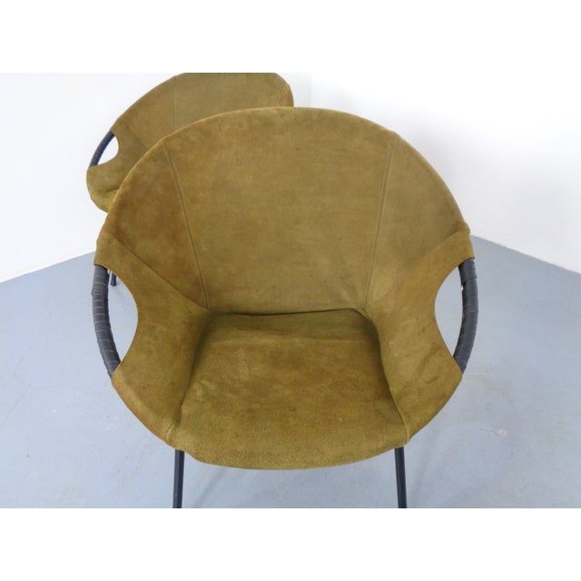 Olive Green Suede Balloon Chair from Lusch, Germany, 1960s For Sale - Image 12 of 16