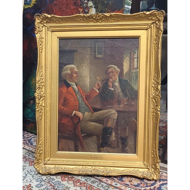 Fine Antique Oil Painting Signed Wine Tasting For Sale - Image 13 of 14