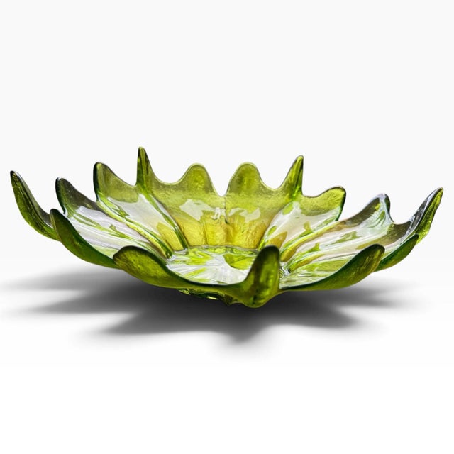 Vintage Viking Glass Epic Stockholm Green Spiked Lotus Bowl by Wayne Husted For Sale In Portland, ME - Image 6 of 7