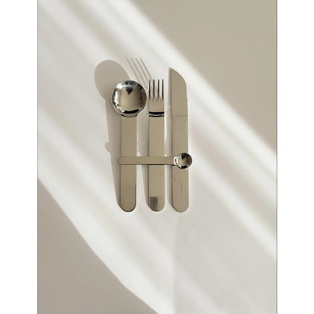 Sergio Asti Vintage Italian Flatware Set in Stainless Steel by Sergio Asti, 1970, Set of 23 For Sale - Image 4 of 8