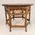 Offered is a stunning Brighton Pavilion style vintage round burnt bamboo side or accent table. The top is very heavily...