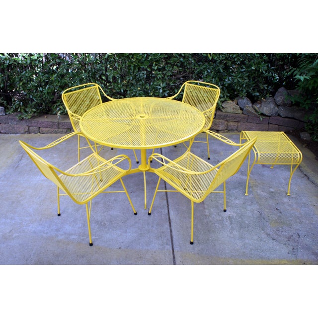 Mid Century Modern Buttercup Yellow Wrought Iron Patio ...