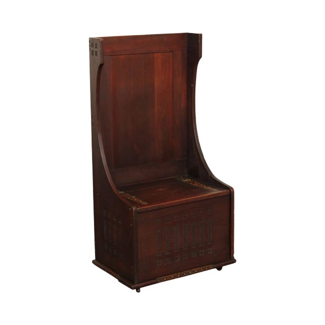 Antique Mission Arts And Crafts Mahogany Storage Chest Hall Bench For Sale - Image 13 of 13