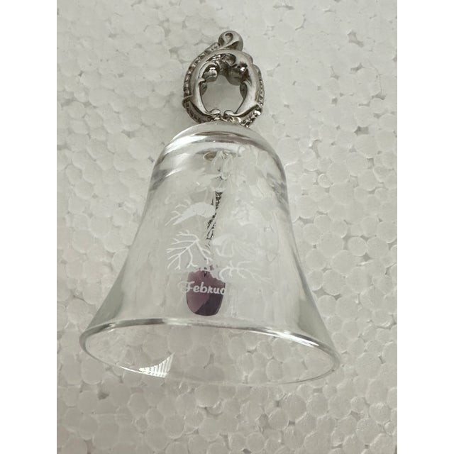 Vintage Glass February Amethyst Birthstone Bell Made For Sale - Image 4 of 8