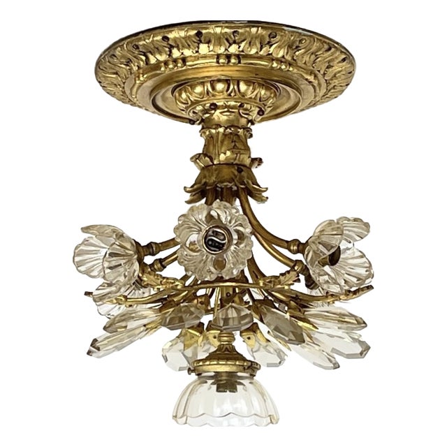 Bronze Ceiling Light with Flower Bouquet Pendants, 1920s For Sale