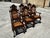 Set of 6 armchairs, Renaissance style, late 19th century. Cane seat and back, oak frame with carved and turned woodwork....