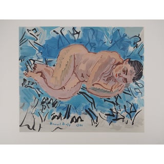 Raoul Dufy, Nude on a Blue Background, Lithograph For Sale
