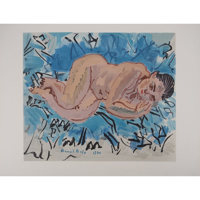 Raoul Dufy, Nude on a Blue Background, Lithograph For Sale