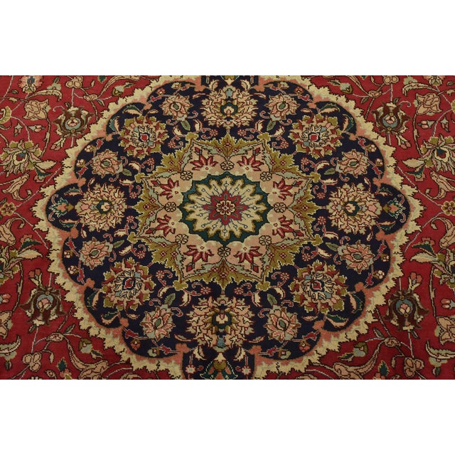 Tabriz Rug 9’11” X 12’3” Red Wool Vintage Traditional Hand-Knotted Carpet For Sale In Philadelphia - Image 6 of 15