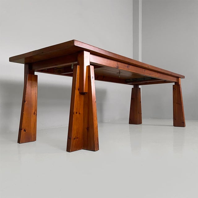 Mid-Century Modern Italian Extendable Wooden Dining Table, 1970s For Sale - Image 9 of 18