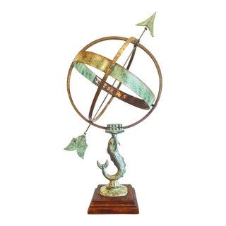 Mid 20th Century Swedish Armillary Sphere With Verdigris Finish Attributed to Sune Rooth For Sale