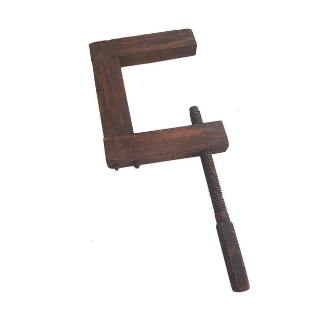 Wood Large Antique Wooden Clamp For Sale - Image 7 of 8
