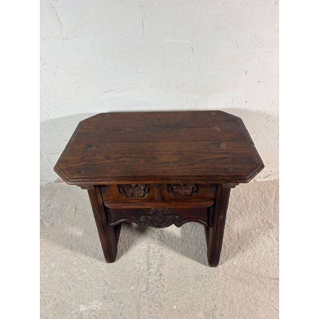 1910s Spanish Castilian Carved Wood Side Table with Iron Hardware, Early 20th Century For Sale - Image 5 of 14