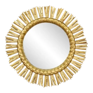 Spanish Gilt Starburst or Sunburst Mirror With Convex Glass (Dia 25)