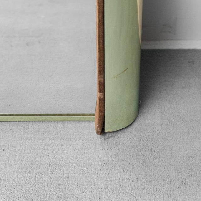 Larhge Rectangular Mirror with Brass and Suede Frame, 1970s For Sale - Image 10 of 11