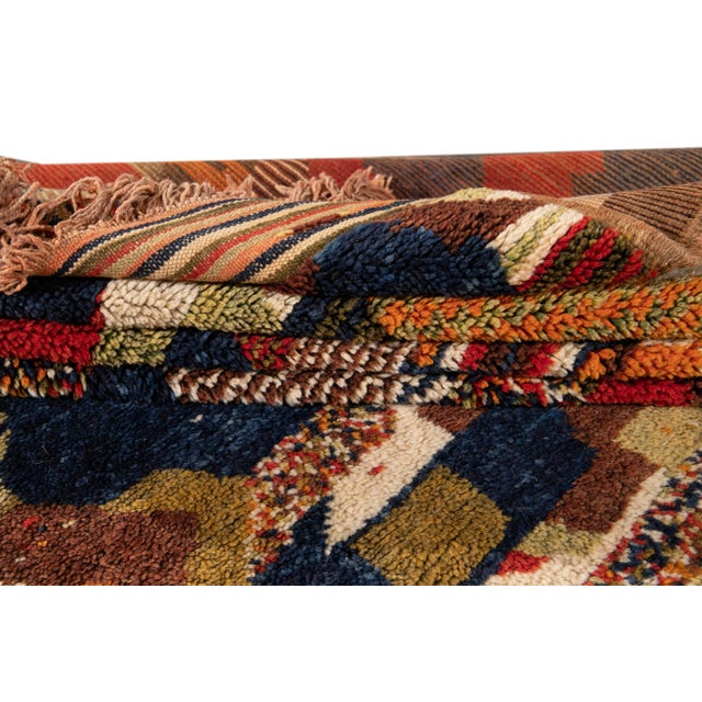 Vintage Moroccan Handmade Allover Motif Multicolor Wool Rug For Sale - Image 11 of 12