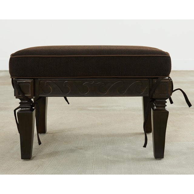 Pair of Neoclassical Style Iron Garden Lounge Chairs and Ottomans For Sale - Image 12 of 12