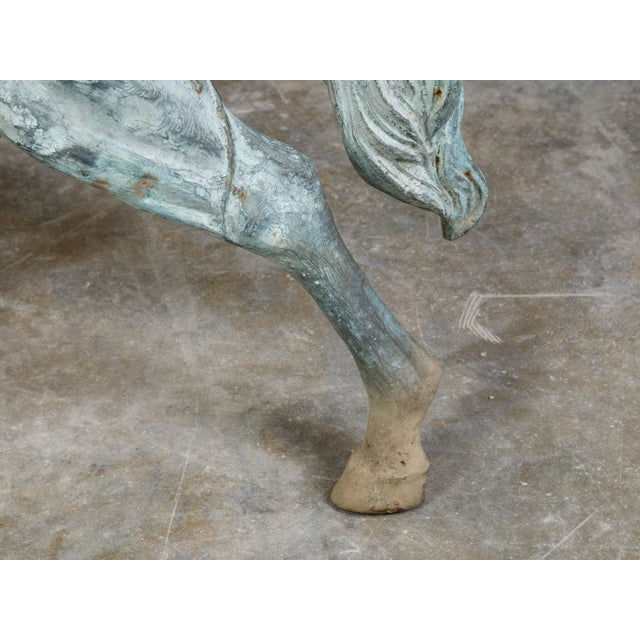 French Midcentury Bronze Horse Statue with Raised Hoof and Patina For Sale - Image 9 of 12