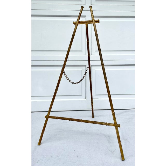 Vintage Gilt Gold Faux Bamboo Metal Easel For Sale - Image 10 of 10