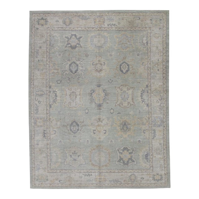 Modern Turkish Oushak Rug 8'2" x 10'7" For Sale