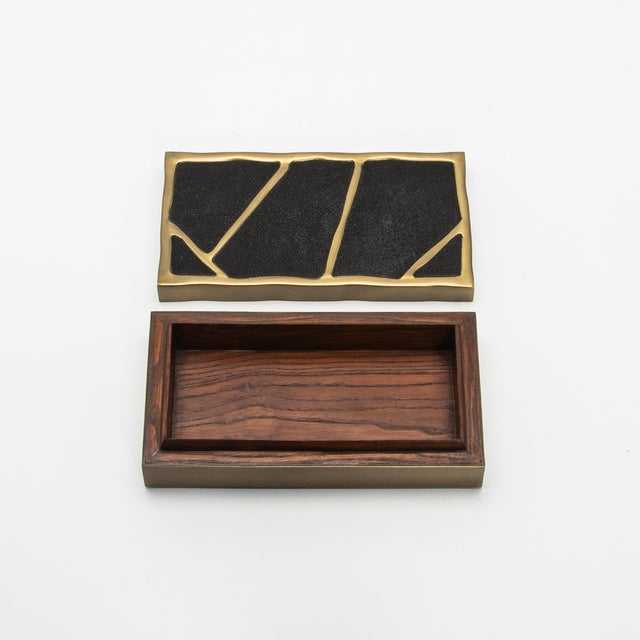 Black Modern Box in Black Shagreen With Bronze Patina Brass by R&y Augousti For Sale - Image 8 of 9