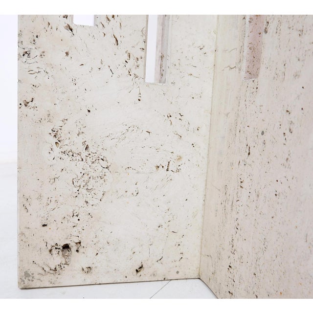 Beige Square Dining Table in Travertine and Glass, Italy, 1970s For Sale - Image 8 of 15