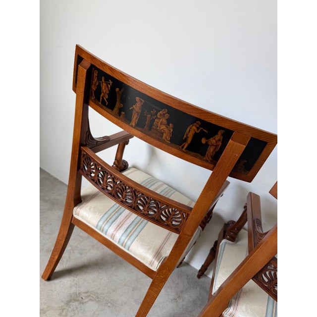 Vintage Neoclassical George Jacob-Style Carved Wood Armchairs – A Pair For Sale - Image 16 of 16