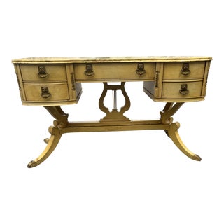 Mid 20th Century Vintage Mustard Yellow Wooden Writing Desk For Sale