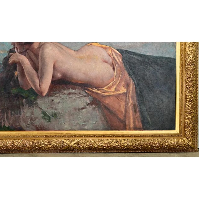 Pink Framed Oil Painting “Girl on a Beach” by Belgian Artist Gerard Roosen For Sale - Image 8 of 12