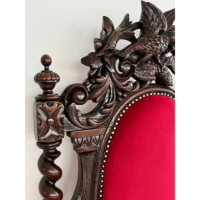 Italian Baroque Throne Armchair in Walnut and Velvet, 1890s-1900s For Sale - Image 15 of 18