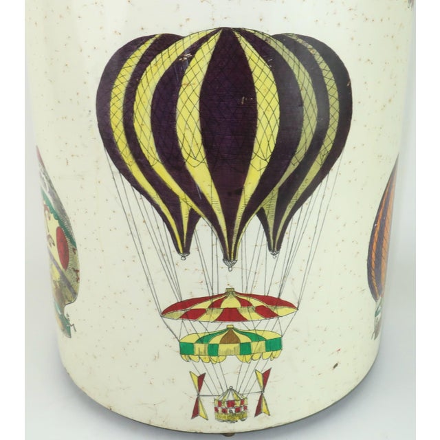 Fornasetti Italian Enameled Metal Hot Air Balloon Umbrella Stand, 1950's For Sale - Image 10 of 17