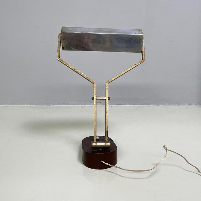 Gold Mid-Century Italian Modern Adjustable Desk or Table Lamp in Brown Metal, 1930s For Sale - Image 8 of 18