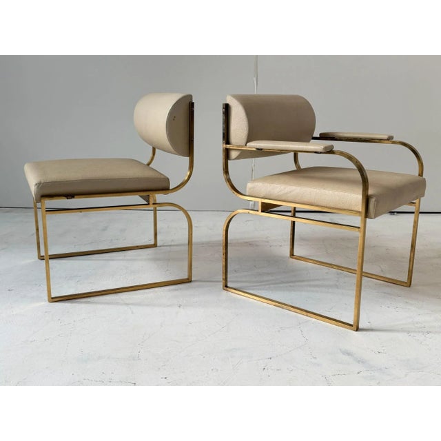 1980s Set 6 Brass Dining Chairs, 1980 For Sale - Image 5 of 16