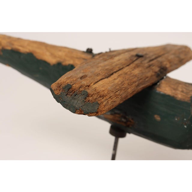 Early 20th Century Vintage Folk Art Hand-Carved and Painted Wooden Airplane For Sale - Image 16 of 18