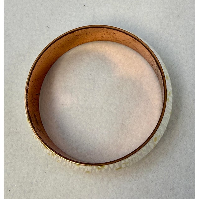 1950s Matisse Renoir Seafoam Copper Enamel Wide Confetti Bracelet Signed MCM For Sale - Image 4 of 6