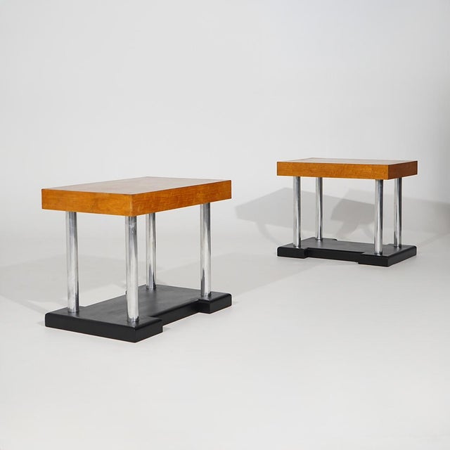 1930s Stools in Birdseye Maple and Chromed Metal, 1930s, Set of 2 For Sale - Image 5 of 17